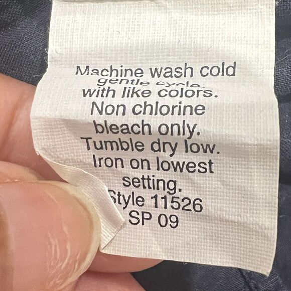 J.CREW Gathered  Pintuck Neck Cap Sleeve Top Navy 12 Silk Cotton Blend Blouse - Picture 8 of 8